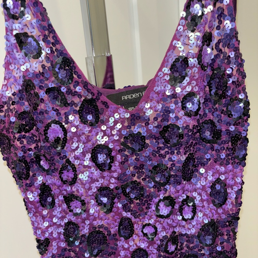 Arden B Purple Black Sequin Bodycon Mini Dress